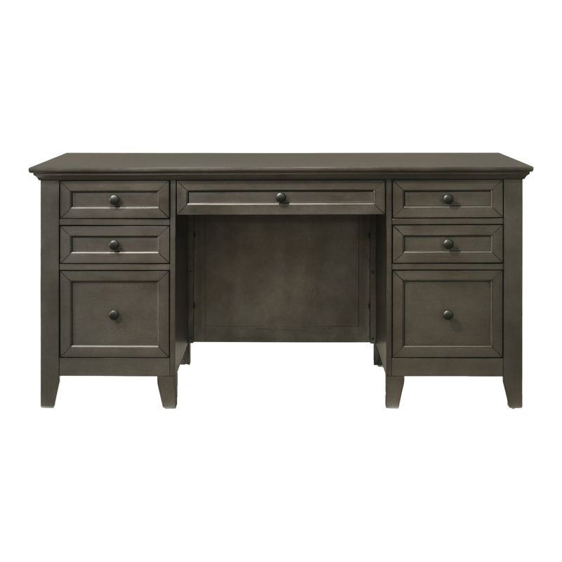 Ariadny Solid Wood Executive Desk Lark Manor Color Gray